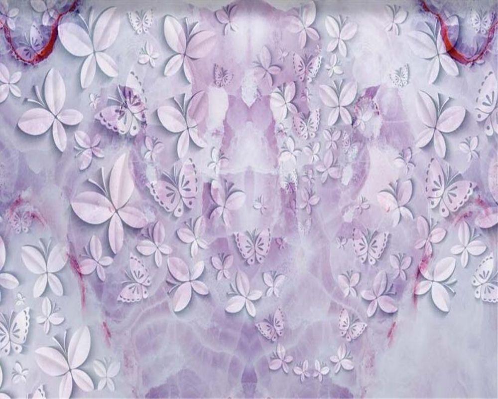 1000x800 Beibehang 3D wallpaper beautiful butterfly purple marble texture