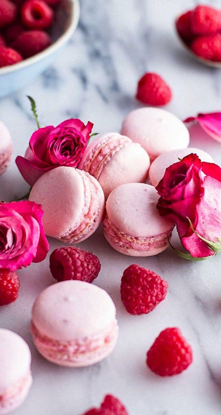 744x1392 Beautiful Pink Macaroons Raspberry Rose Wallpaper 3D iPhone