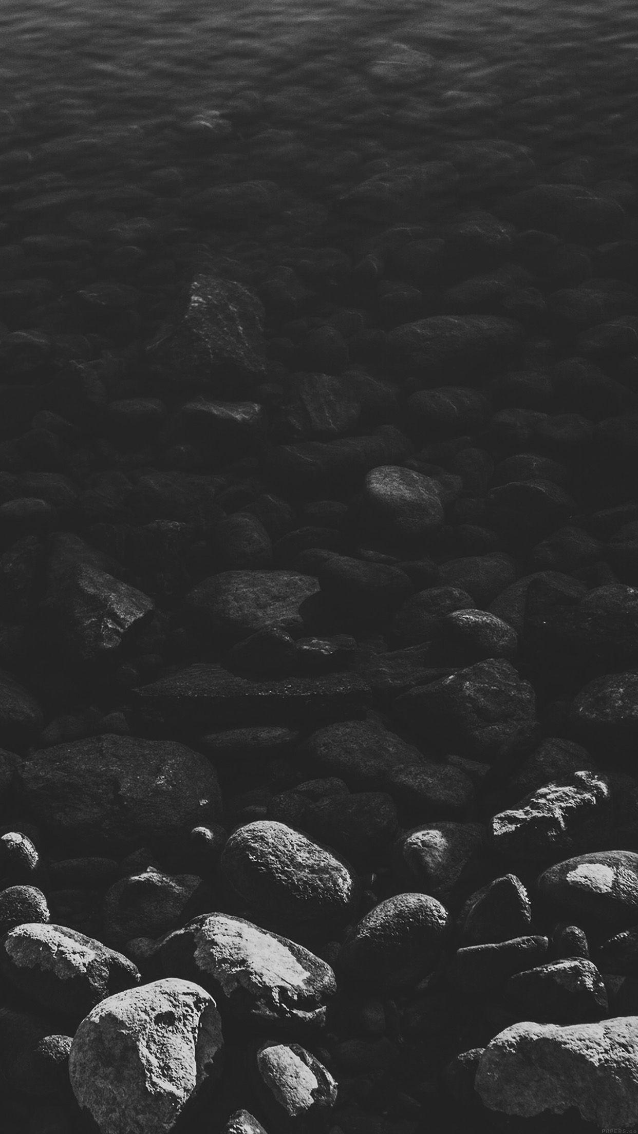 1242x2208 Stone Dark Bw Lake Nature Water Wallpaper