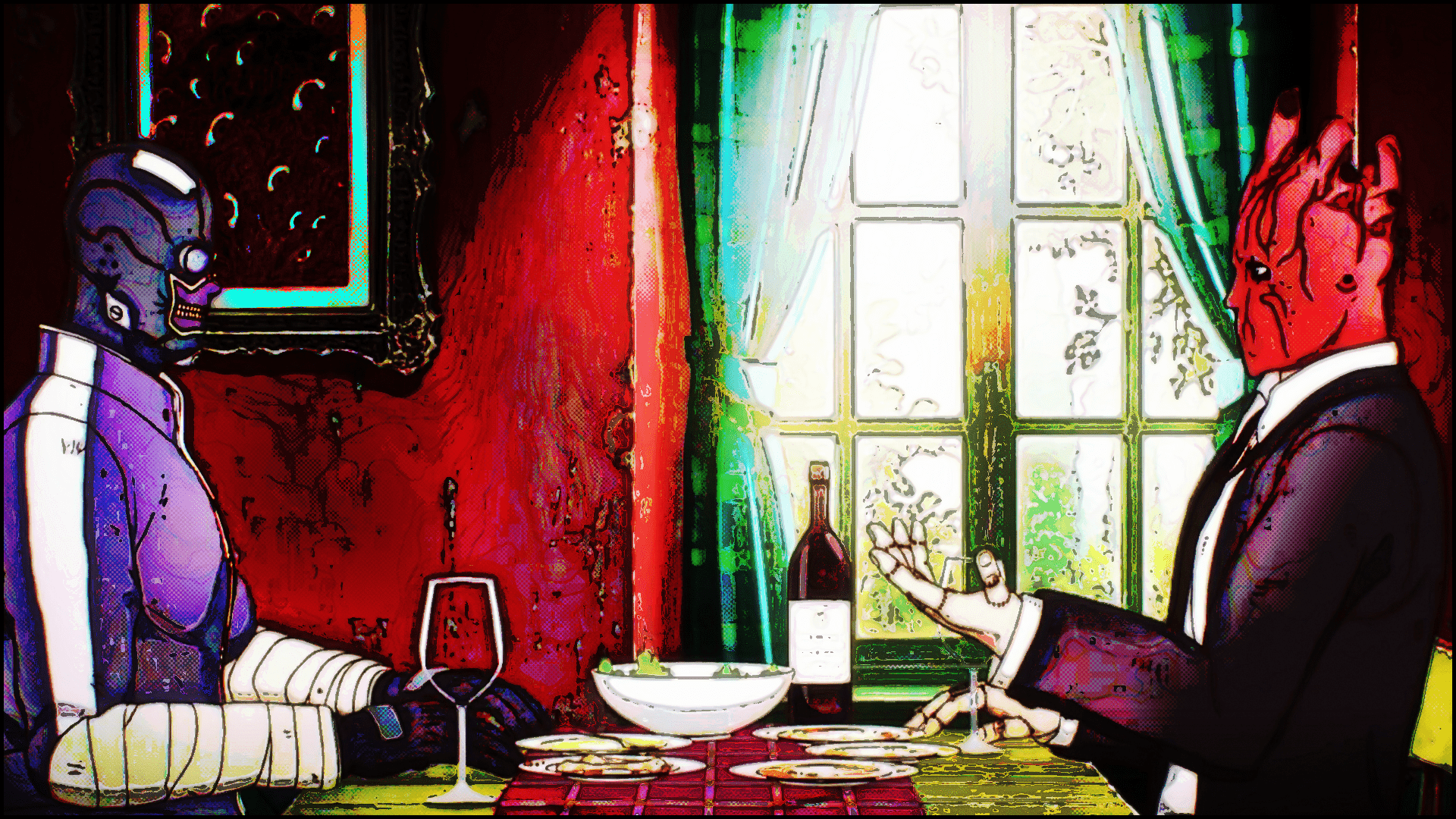 1920x1080 Dorohedoro, psychedelic, bright, anime, manga, Noi (Dorohedoro), Shin ( Dorohedoro)x1080 Wallpaper