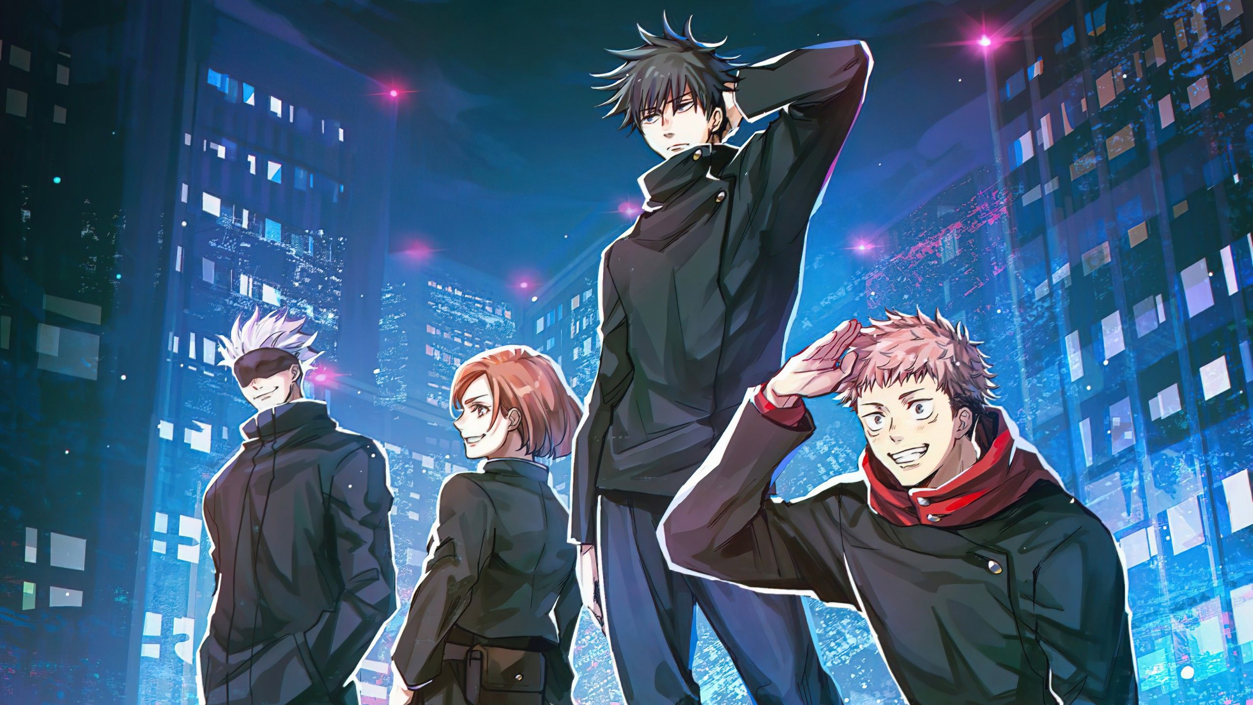 2560x1440 Yuji Itadori Megumi Fushiguro Nobara Kugisaki Satoru Gojo 4K HD Jujutsu Kaisen Wallpaper