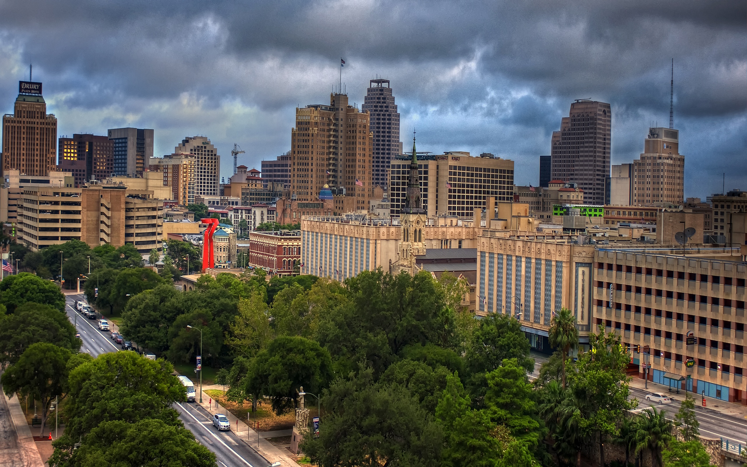 2560x1600 Wallpaper USA, Downtown, clouds, Texas, Texas, San Antonio, San Antonio for mobile and desktop, section город, resolution 2560x1600