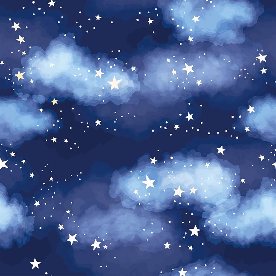 894x894 AMAZING WALL Night Sky Stars and Clouds Pattern Shiny Film Peel and Stick Self Adhesive Wallpaper 15.7x198inch