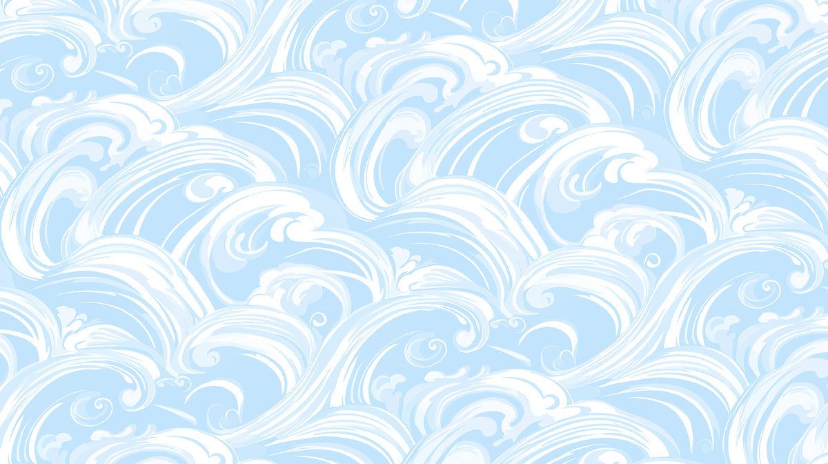 1200x672 Sky Surge Mural Wallpaper. Bright Blue Cloud Wave Pattern