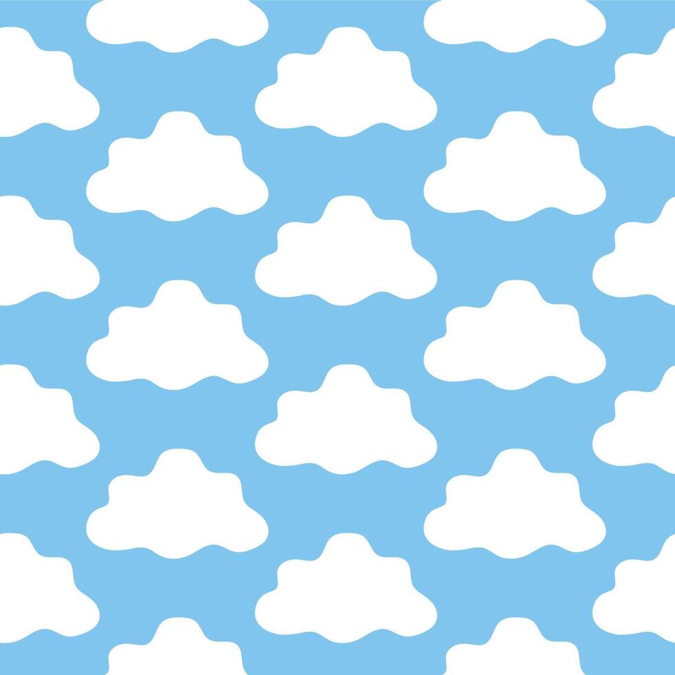 980x980 Seamless Pattern Repeating White Clouds on Light Blue Background. Concept of Weather Design, Sky Elements, Dreamy Atmosphere, Kids Wallpaper, Whimsical Decoration. Print, Design, Texture