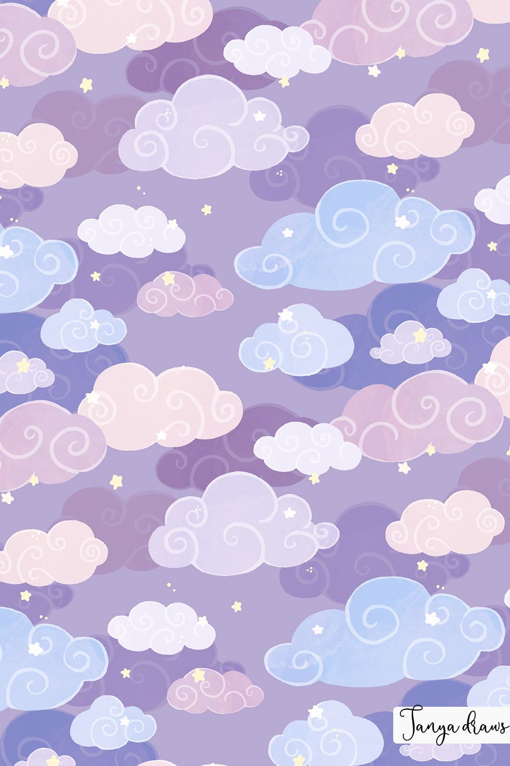 1000x1500 Whimsical Pastel Clouds Pattern Collection