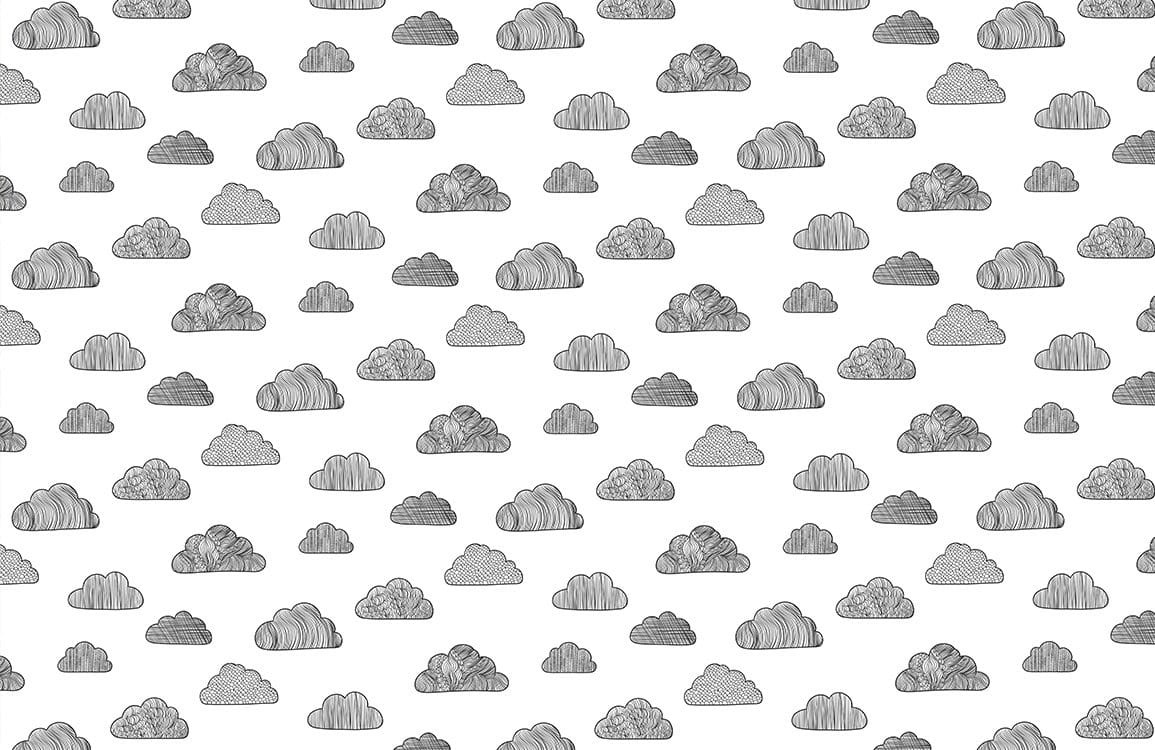 1155x750 Whimsical Hand Drawn Clouds Mural Wallpaper
