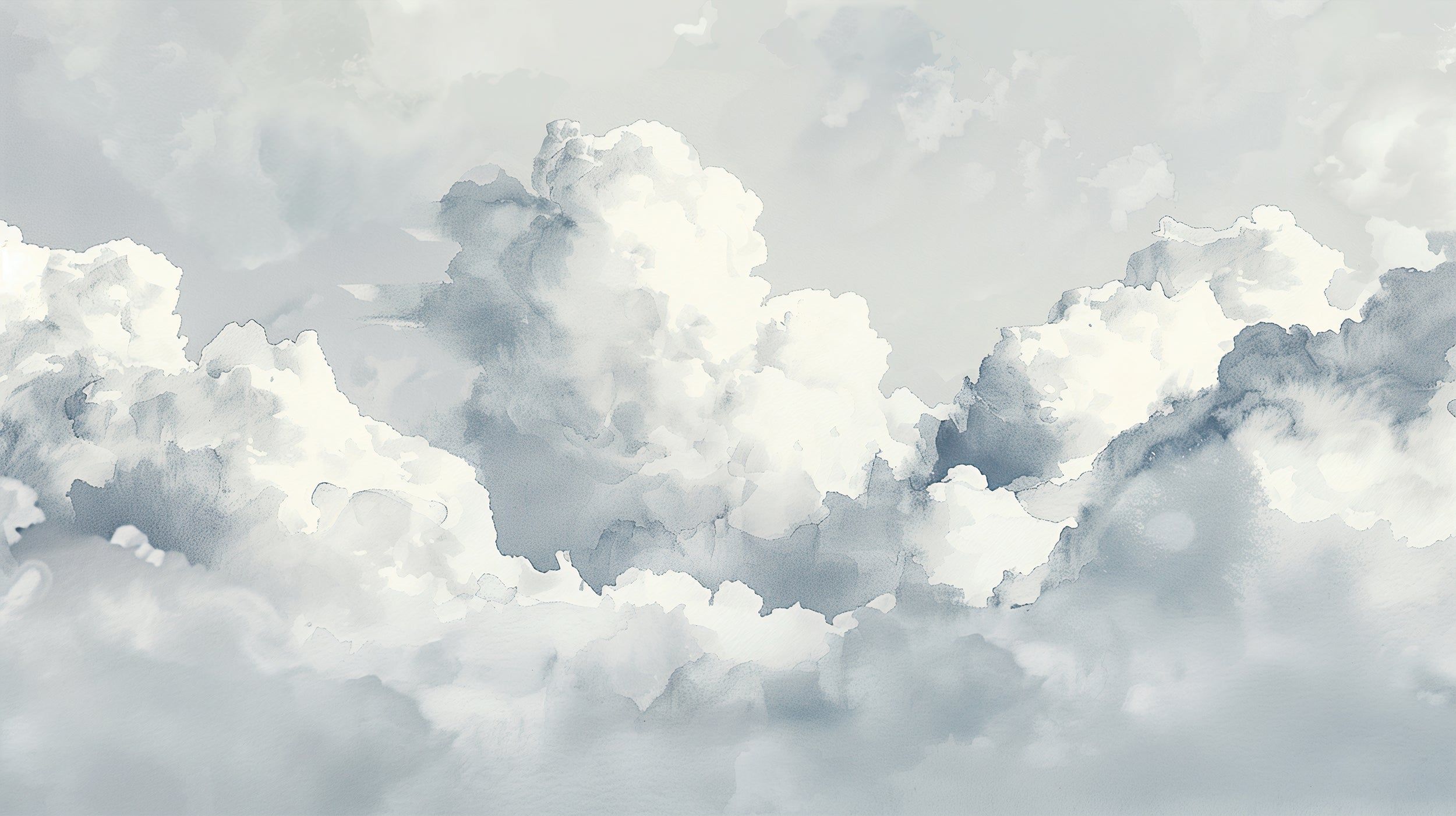 2500x1401 White and Grey Clouds Wallpaper Cloudy Sky Mural Traditional / 170W x 120H