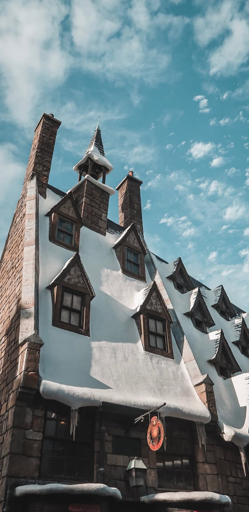 800x1644 Hogsmeade Village, harry, potter, hogwarts, magic, snow, universal, orlanod, HD phone wallpaper