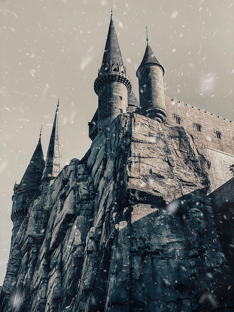 800x1067 Castle, towers, rock, snow, HD phone wallpaper