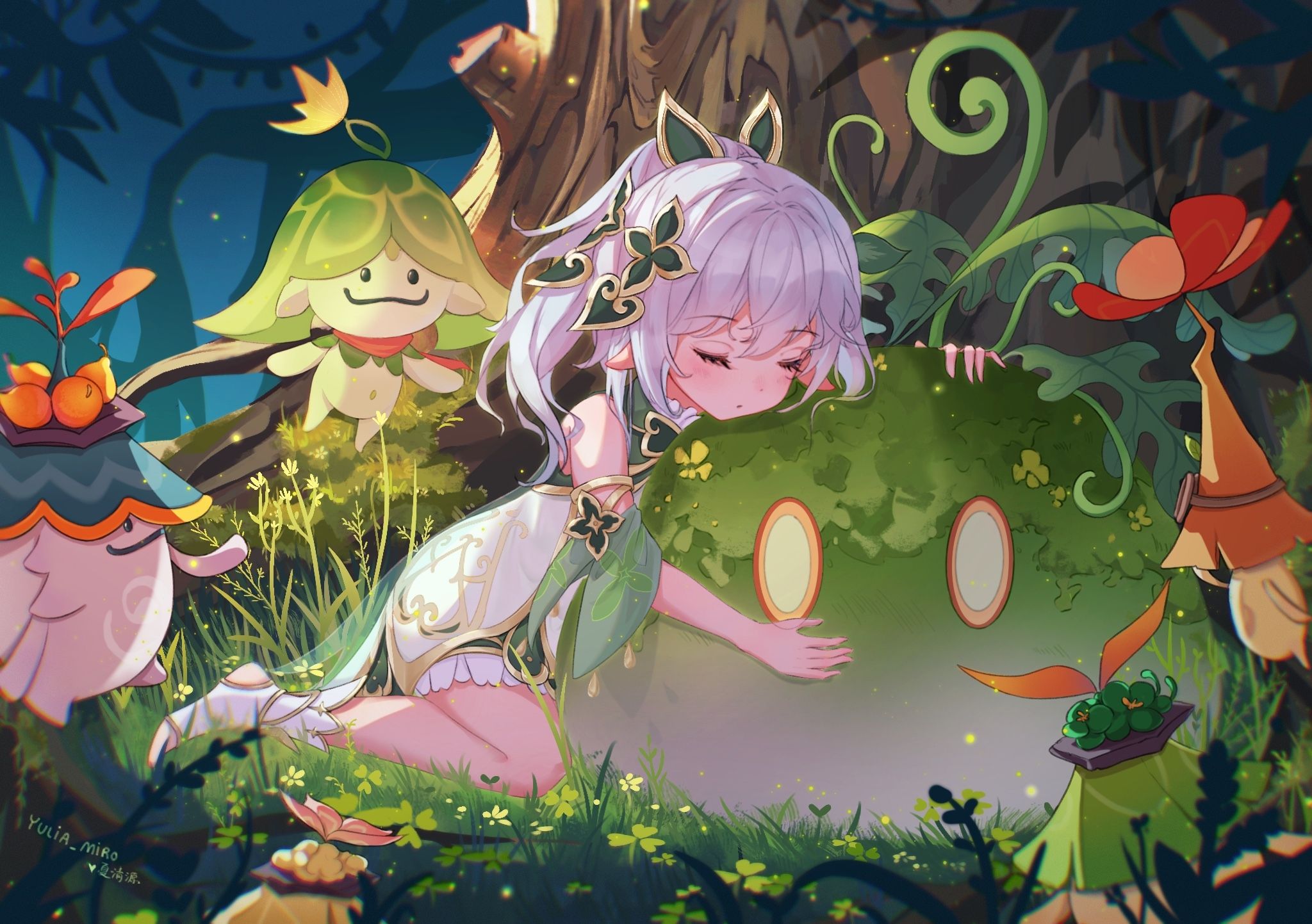 2048x1443 Enchanting Aranara & Nahida in Genshin Impact HD Wallpaper Magic