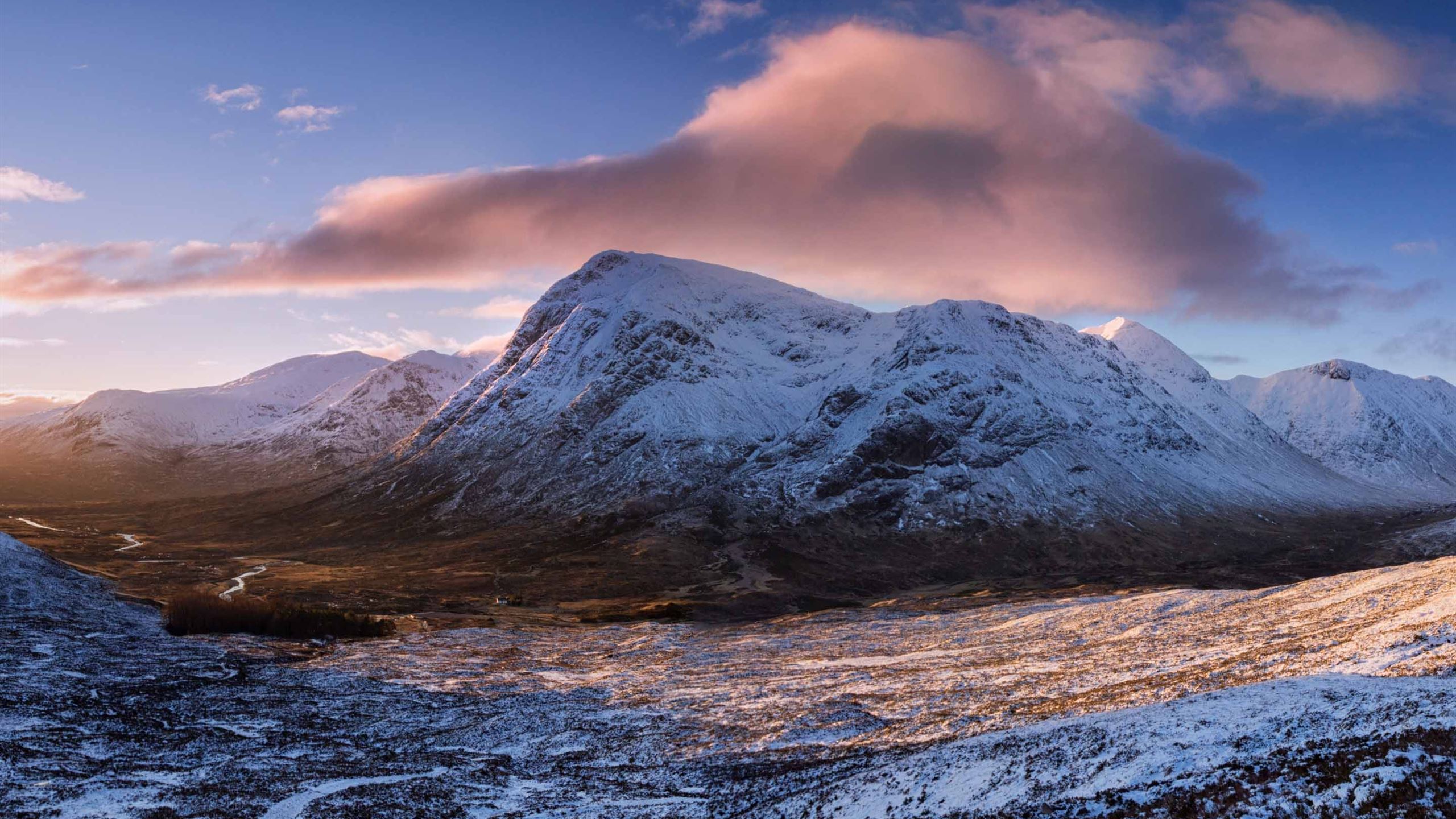 2560x1440 Winter Dawn Glencoe Scotland MacBook Air Wallpaper Download