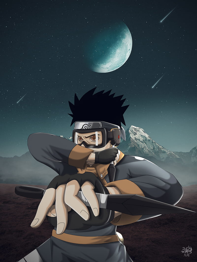 800x1067 Obito Uchiha, anime, japan, moon, mountain, naruto, naruto shippuden, samsung, HD phone wallpaper