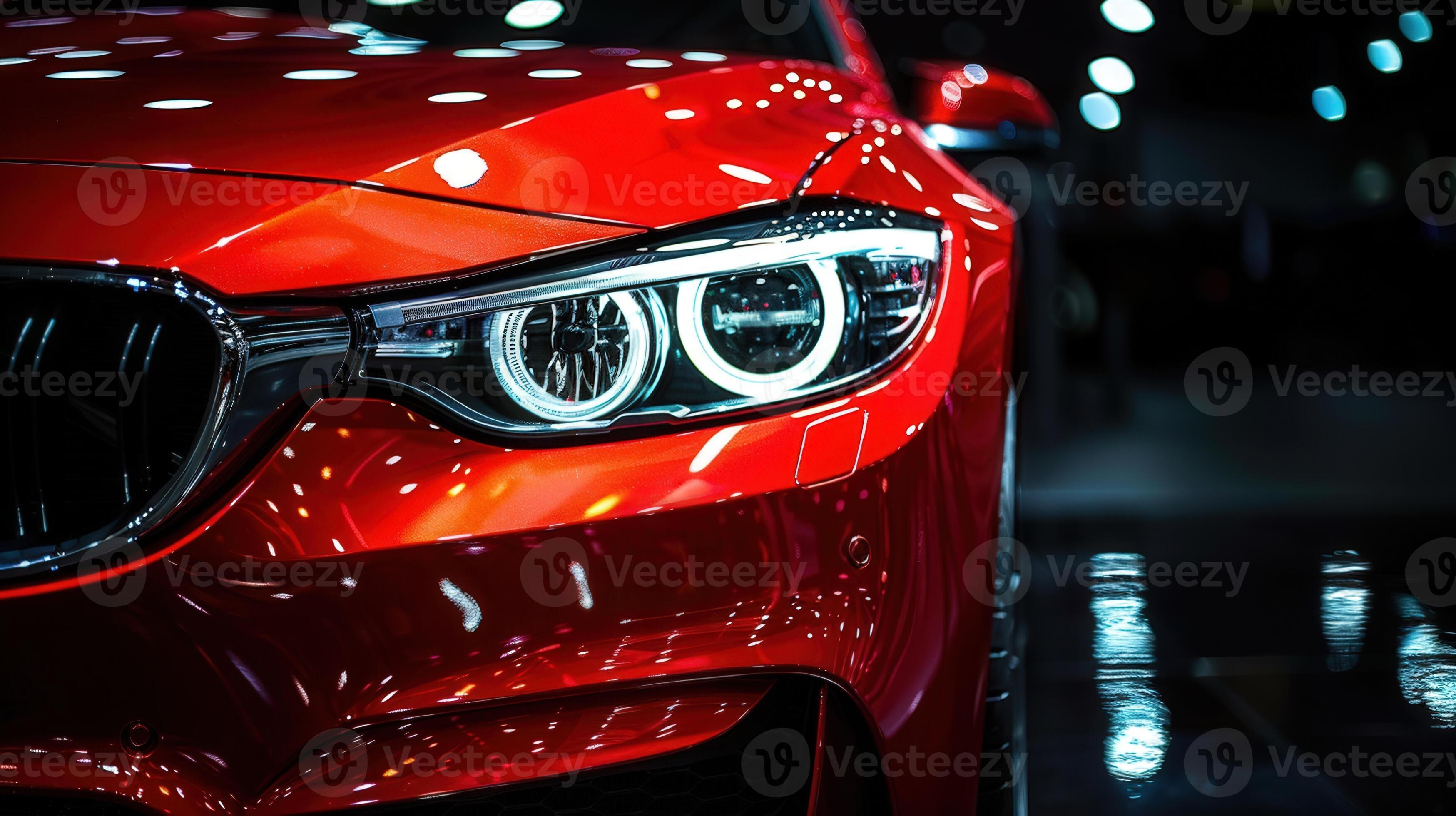 3497x1960 The Sleek Design Of A Vibrant Red Luxury Car Is Shown In A Detailed Close Up Shot
