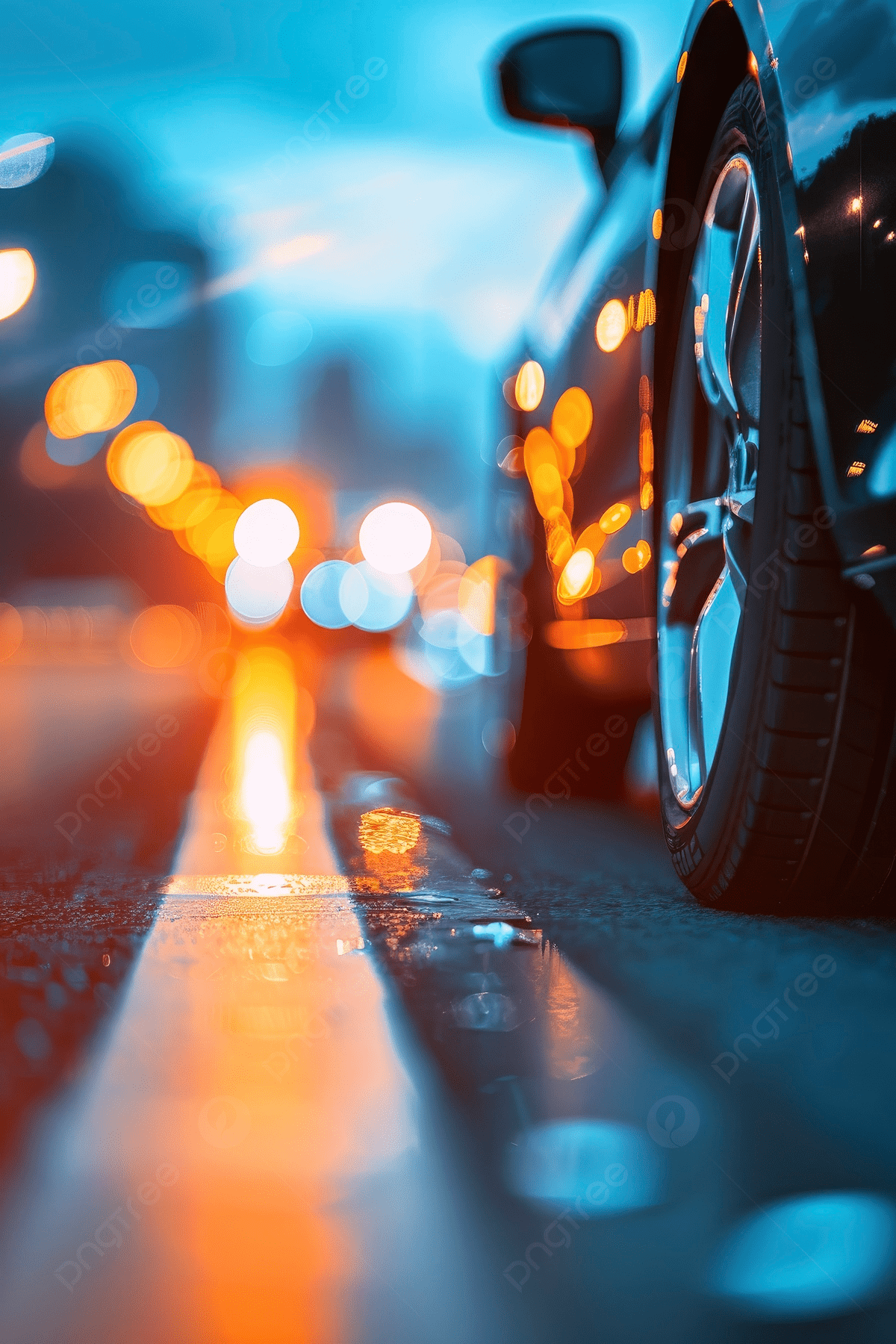 1200x1800 Close Up Of A Shiny Car On The Highway With Blur Bokeh Modern City Background Photo And Picture For Free Download