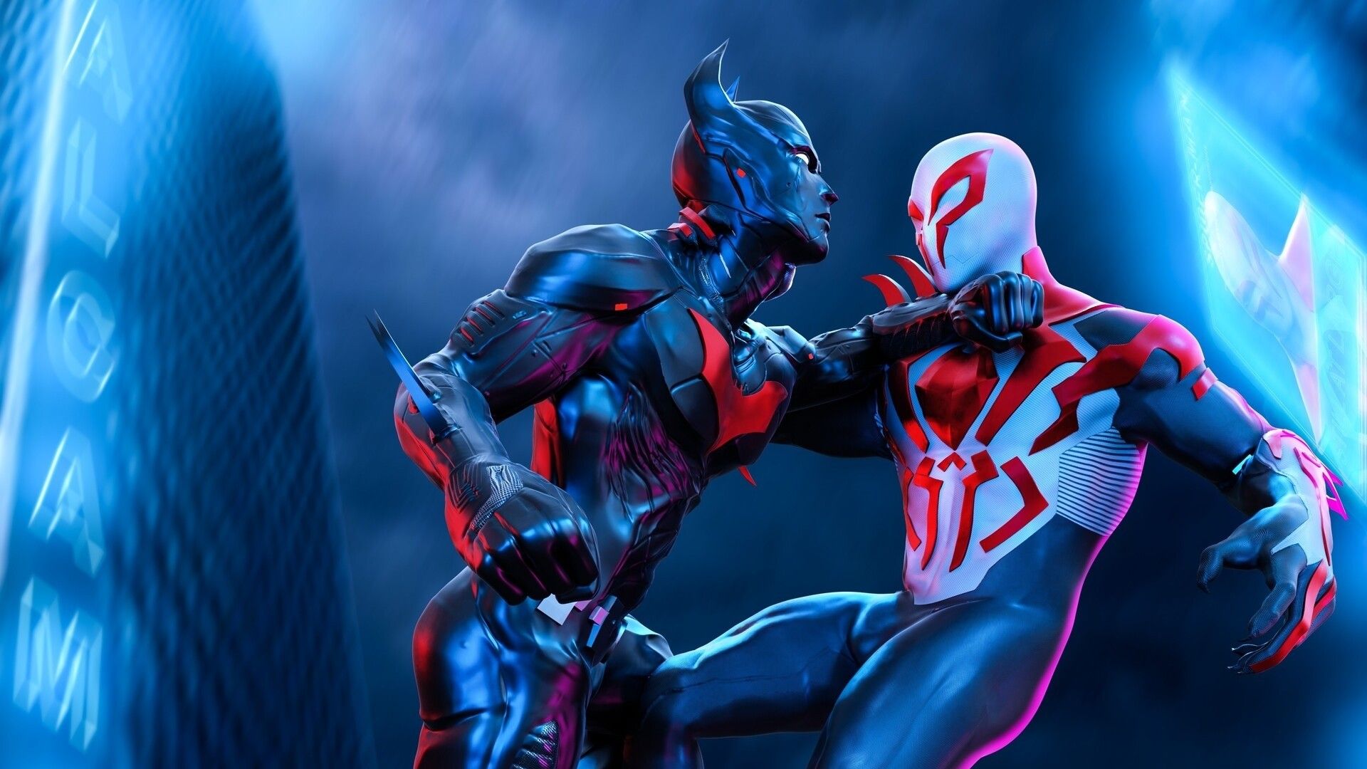1920x1080 Spiderman 2099 Vs Batman Beyond HD Spiderman Wallpaper