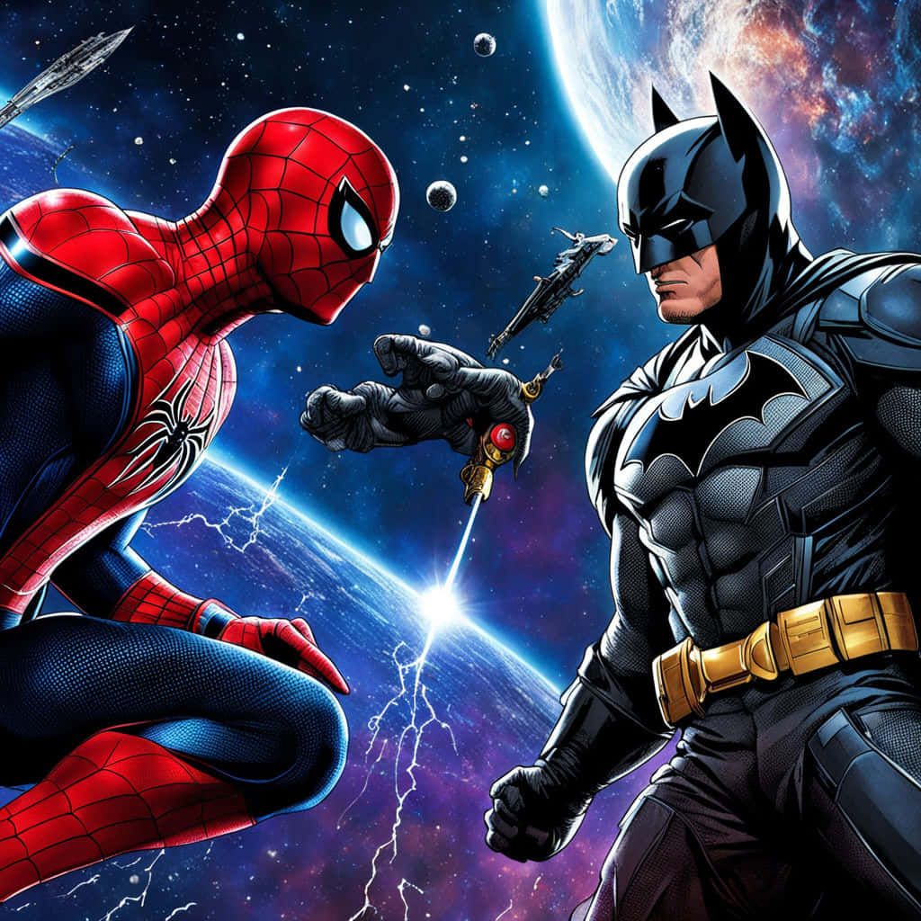 1024x1024 Batman And Spiderman Wallpaper