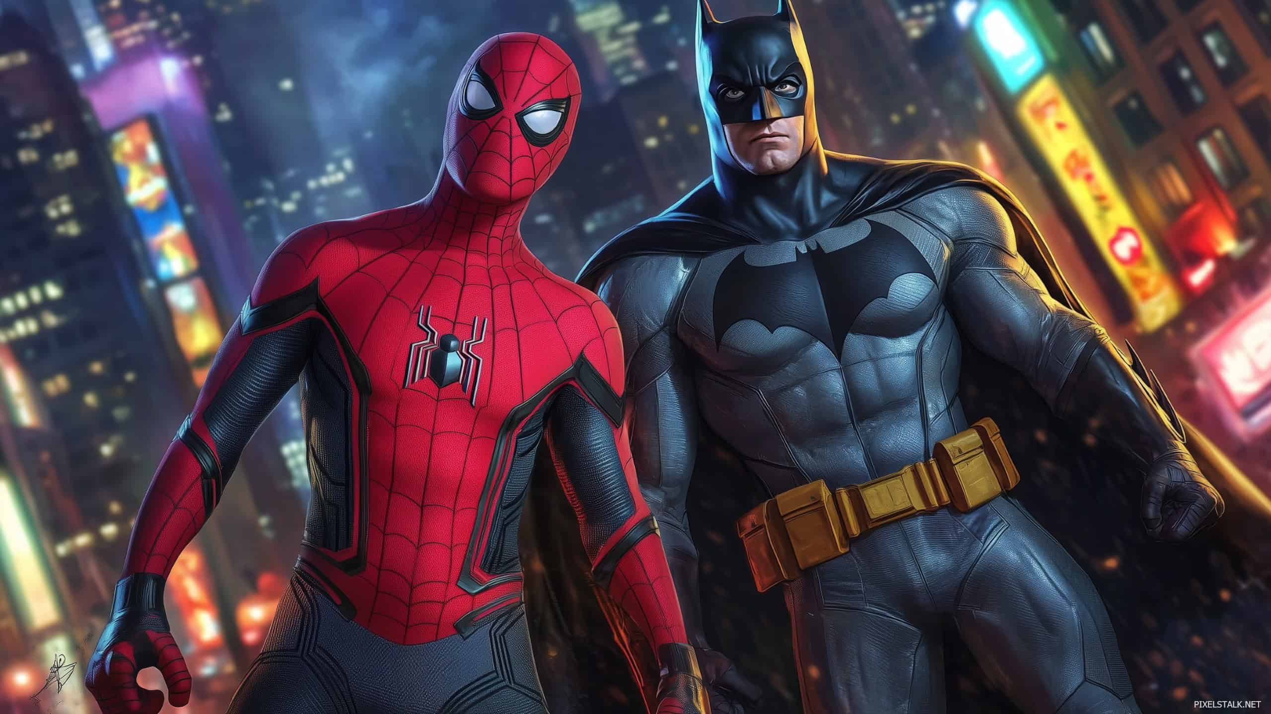 2560x1440 Batman and Spiderman Wallpaper