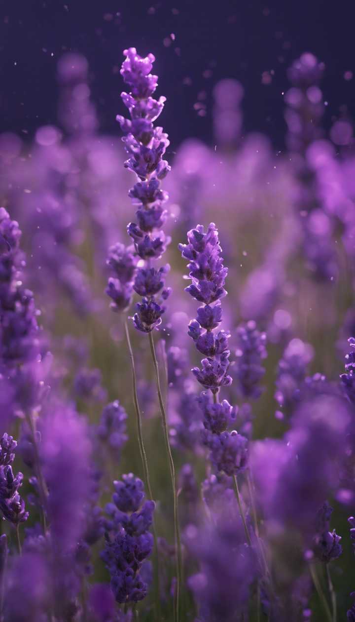 720x1260 A thick blanket of lavender swaying amidst a noisy wind under a dark purple sky. Wallpaper [656aad67b71b4dde9f29]