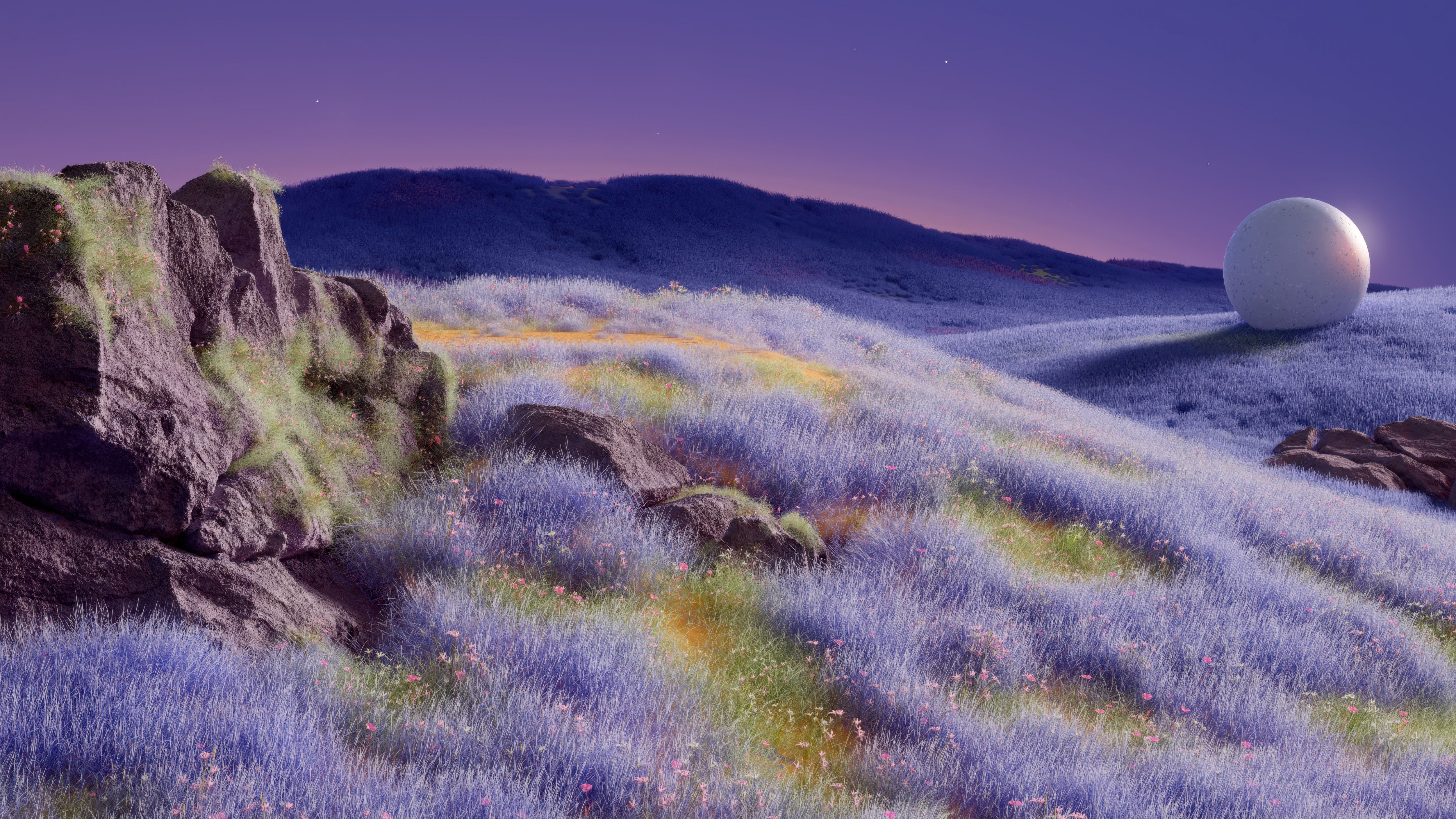 4480x2520 Dark purple Wallpaper 4K, Landscape, Dark Mode, Surreal