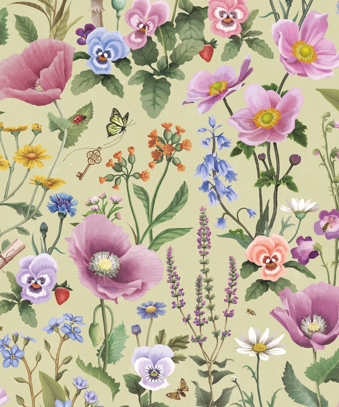 1100x1320 Garden of Dreams Wallpaper Green Roll & King