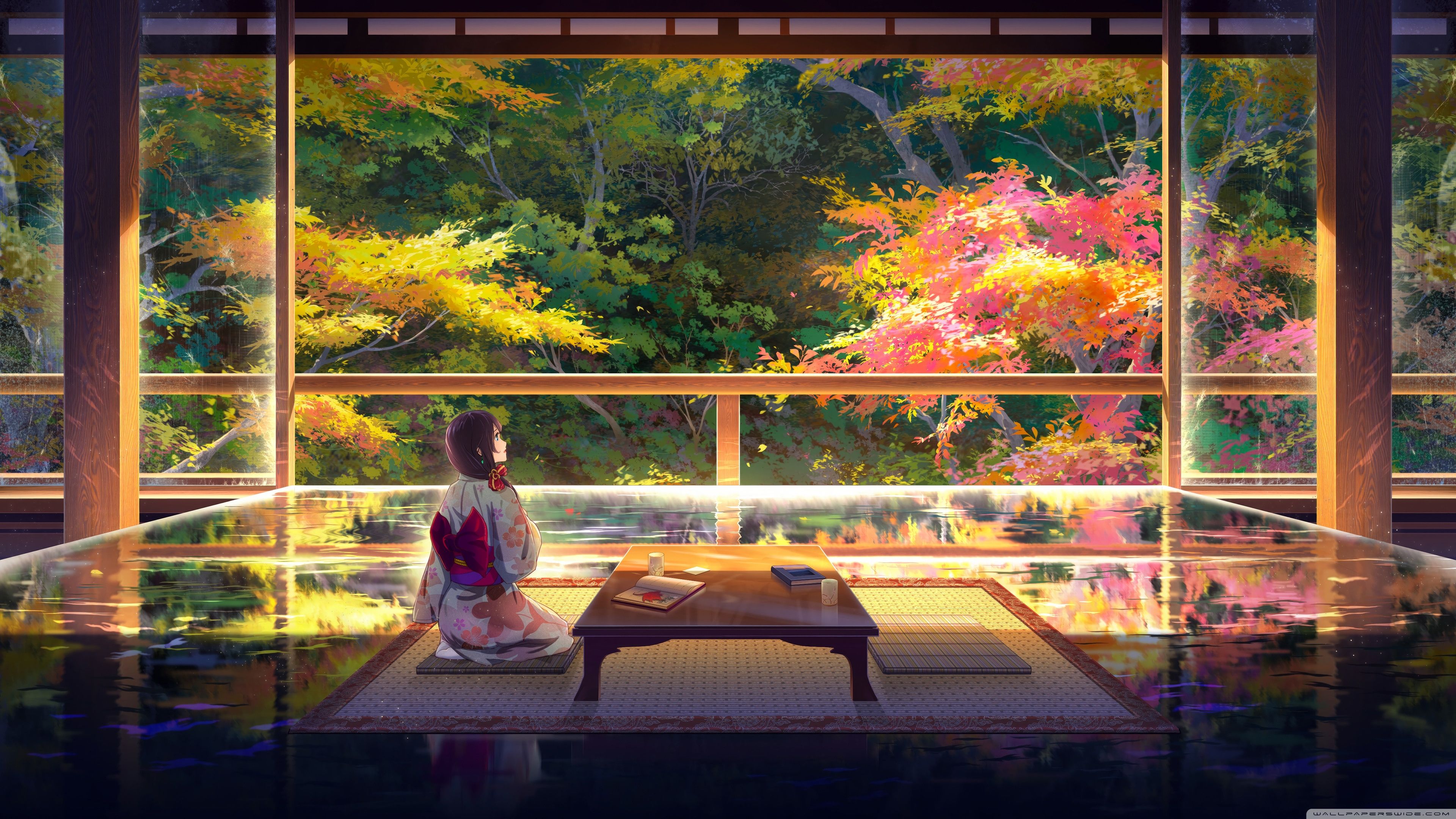 3840x2160 Japanese Living Room for a Peaceful Living, Autumn Art 4K UHD Wallpaper for UltraHD Desktop and TV : Widescreen and UltraWide Display : Dual Monitor : Smartphone and Tablet Devices