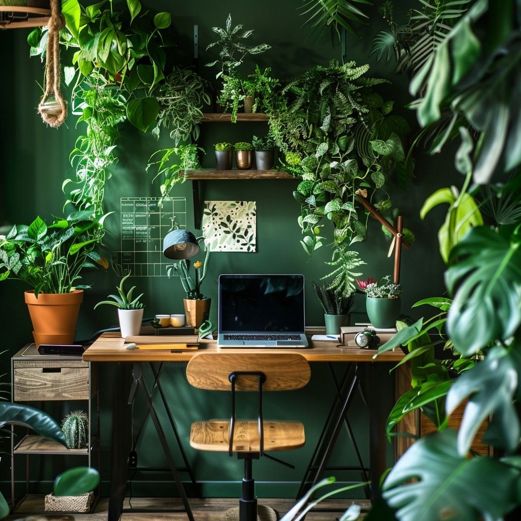 1024x1024 Free Green home office Image, Plants, Desk