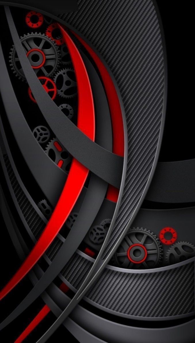 678x1191 Abstract Black and Red Wallpaper with Gears. Industrial themed home decor, Modern industrial art, Office wall art ideas