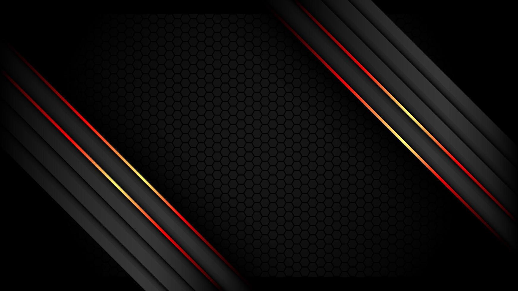 1742x980 Dark Metallic Tech Carbon Background Banner Vector Wallpaper with Diagonal Glowing Red Edges