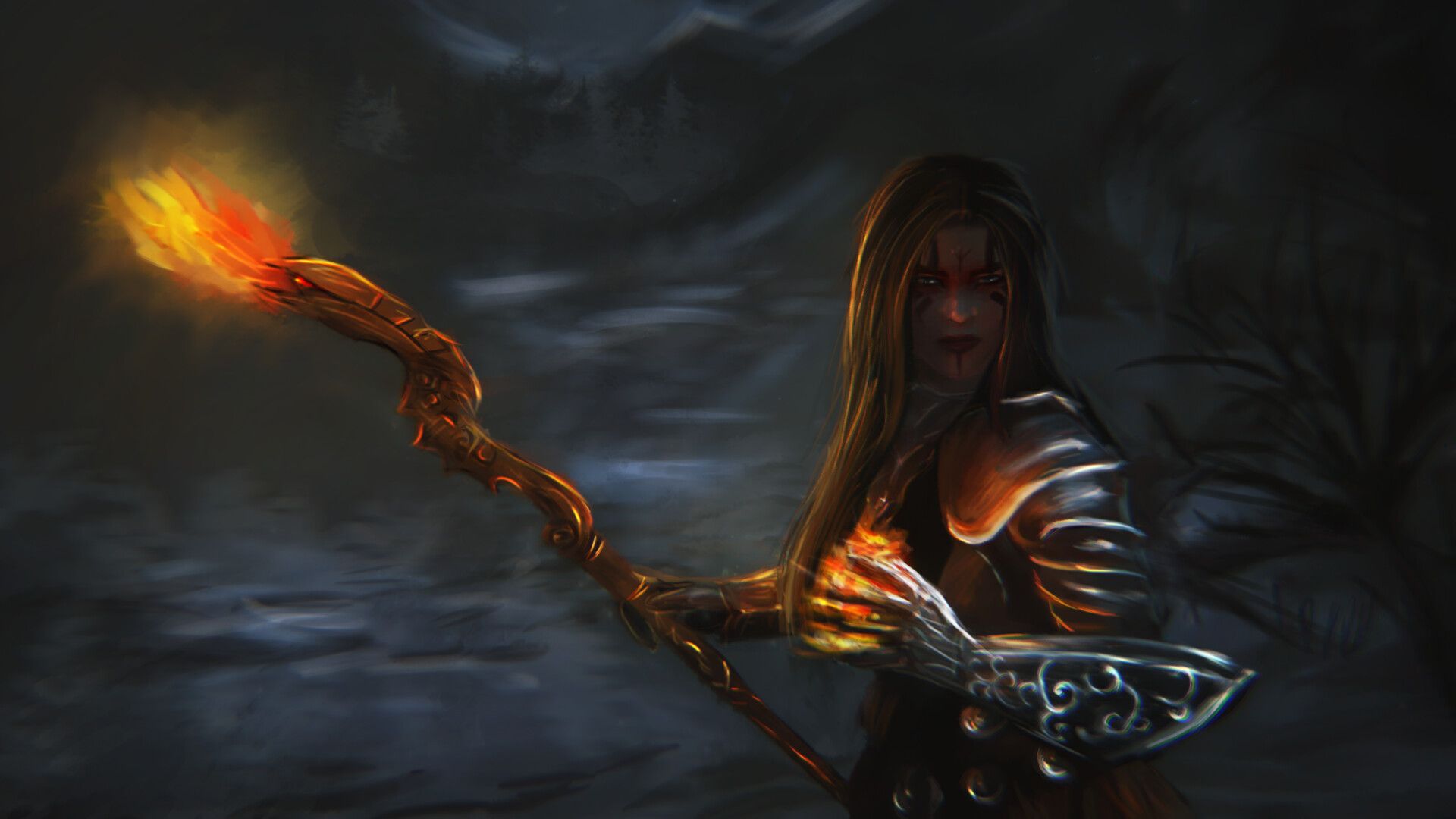 1920x1080 Battle Mage Skyrim Fanart