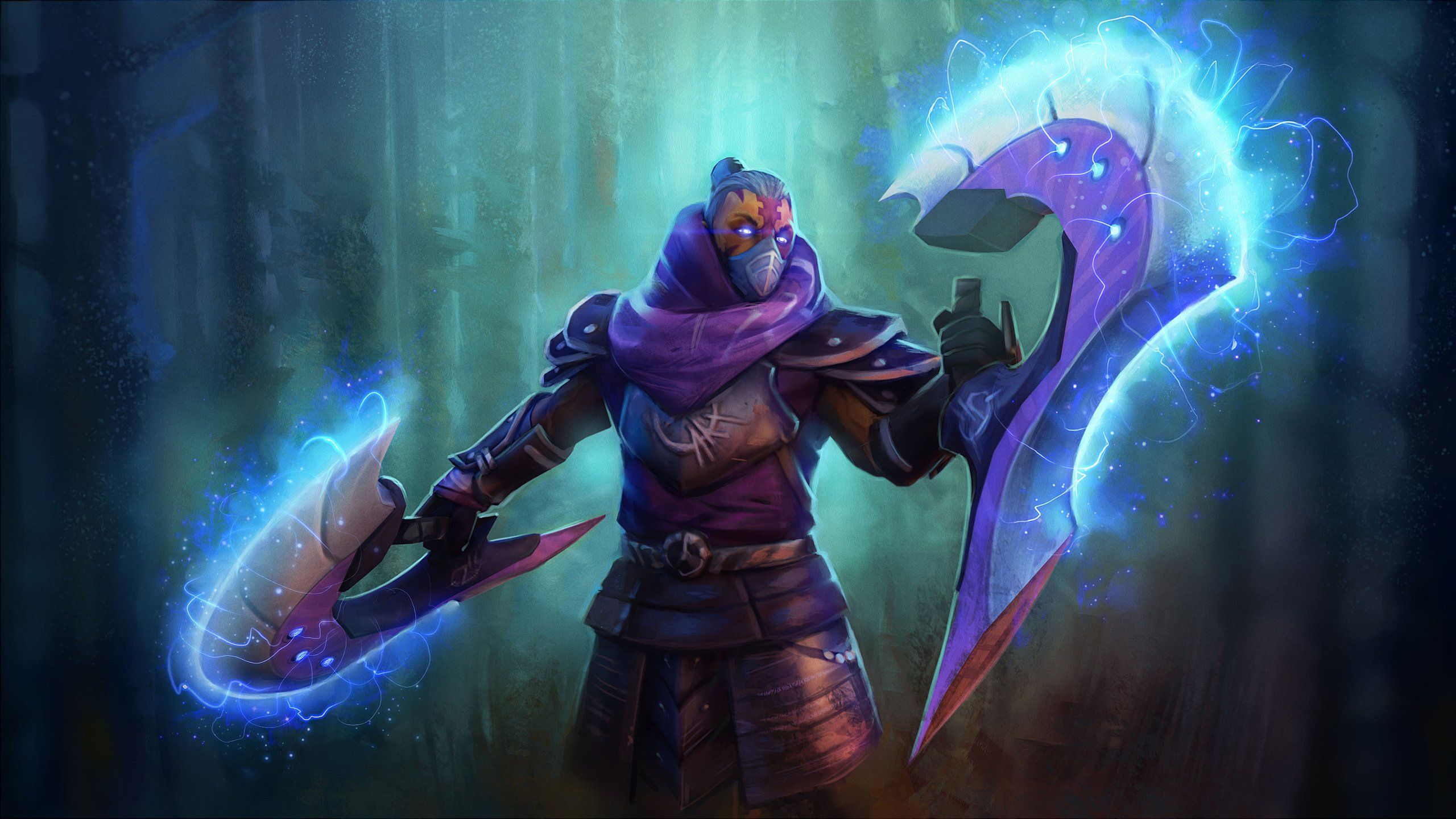2560x1440 dota, Warrior, Battle, Axes, Anti mage, Games, Fantasy, Wizard, Sorcerer, Artwork Wallpaper HD / Desktop and Mobile Background