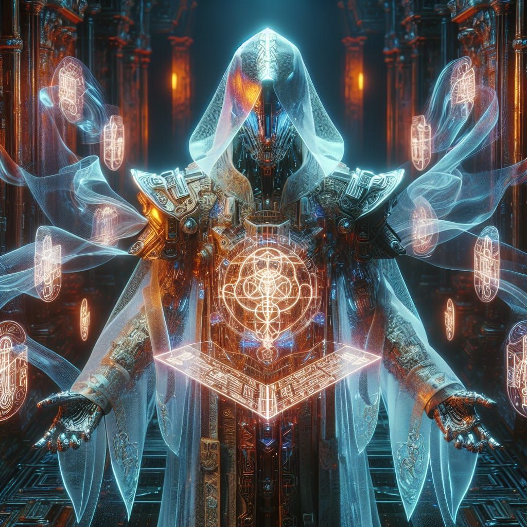 1024x1024 Cybernetic Battle Mage In Sci Fi Surrealism