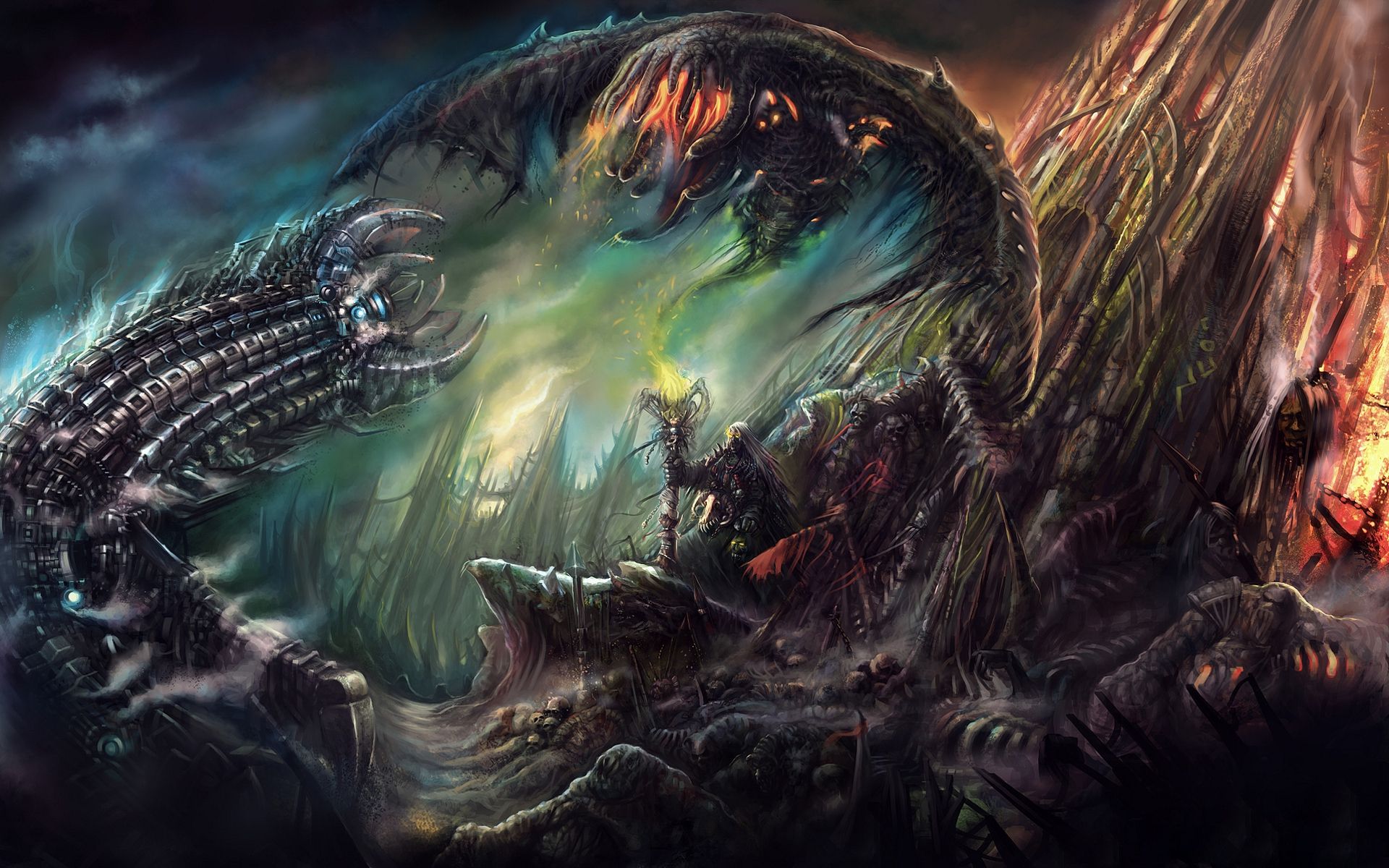 1920x1200 Phone wallpaper: Fantasy, Magic, Battle, Beast, Creature, Magician, Monster, Sorcerer 545664