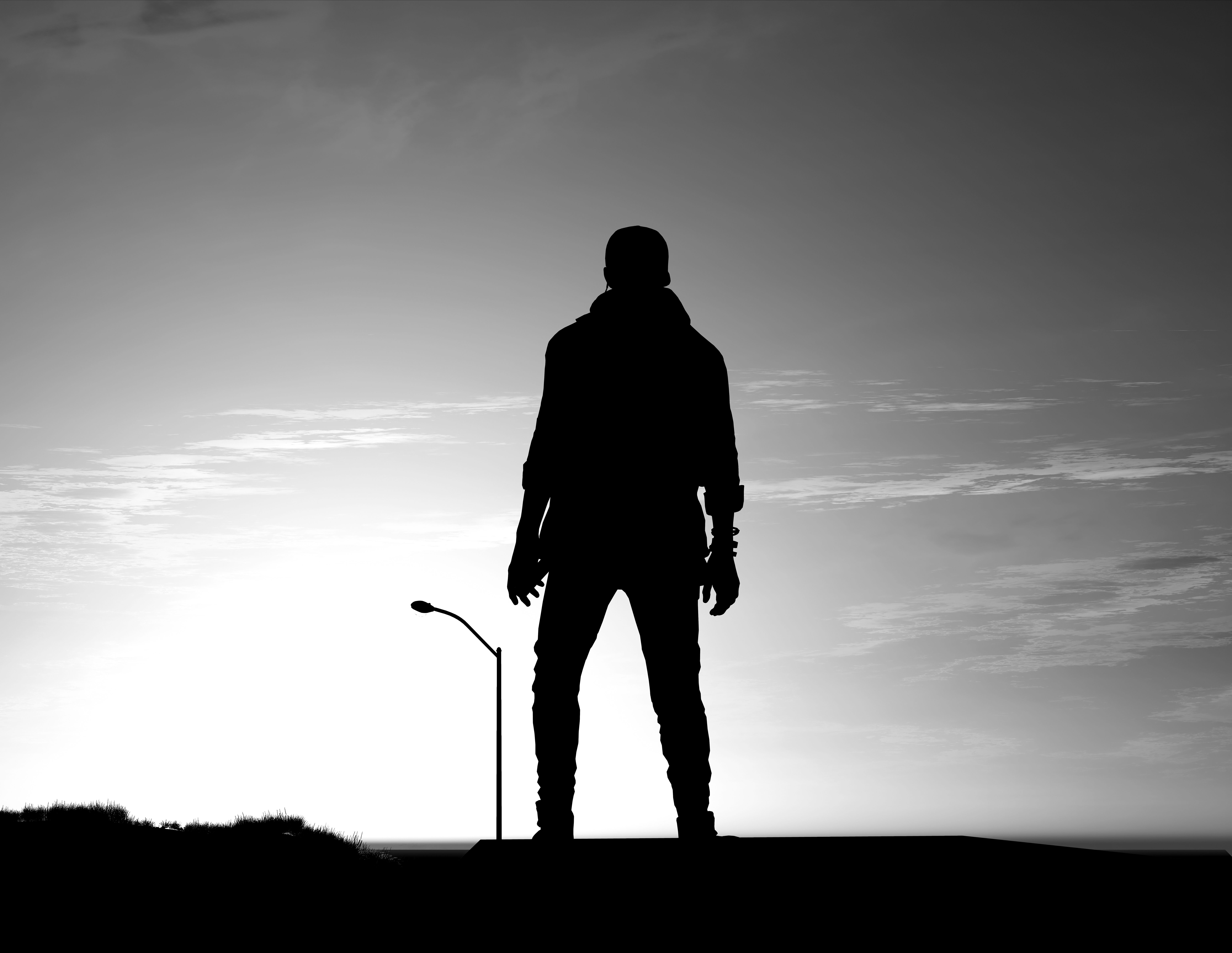 8000x6186 Watch Dogs 2 Wallpaper 4K, Man, Silhouette, Evening, Dark