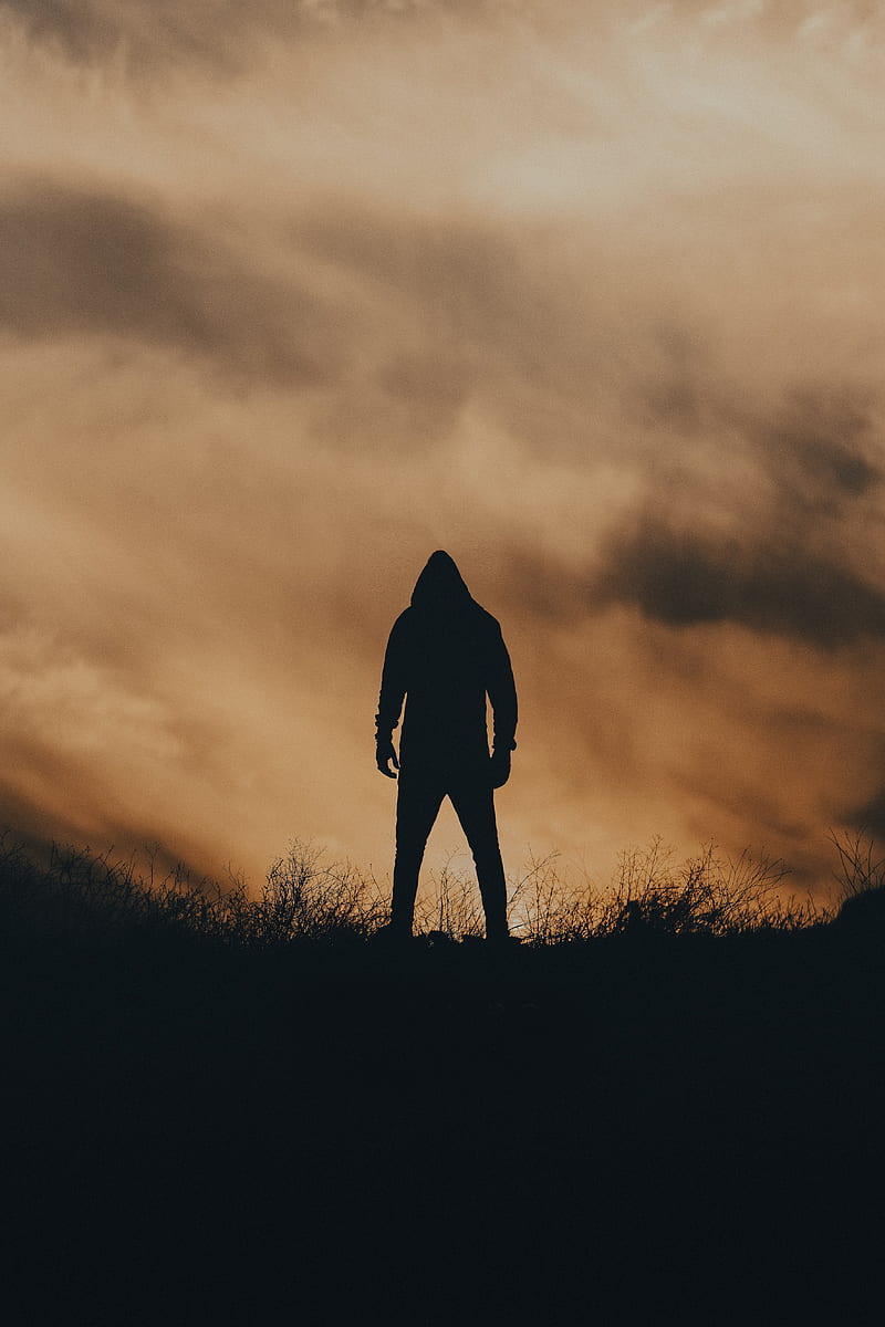 800x1200 Man, silhouette, alone, dusk, dark, HD phone wallpaper