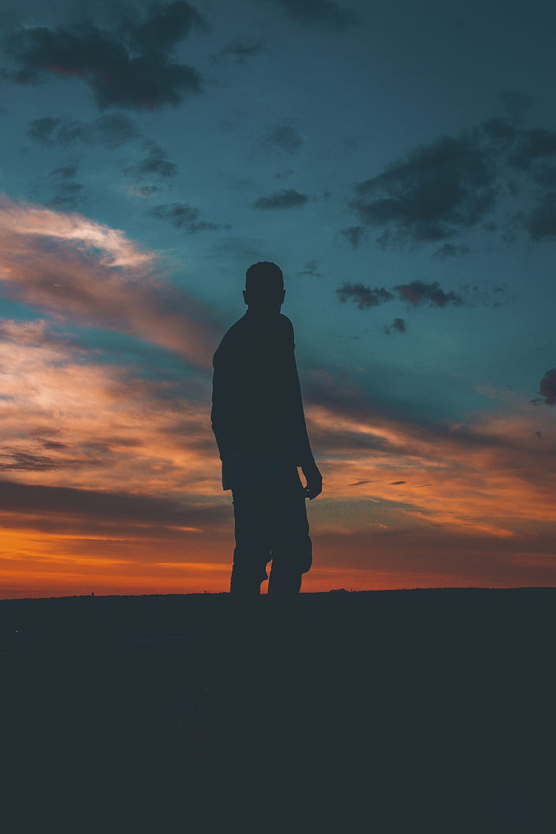 800x1200 Silhouette on man standing on ground, HD phone wallpaper