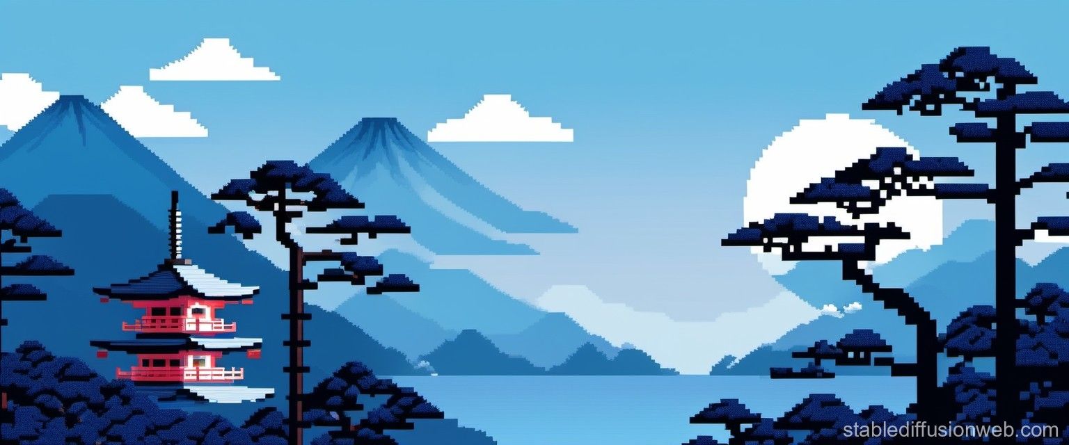 1536x640 Japanese Theme and Black Trees Wallpaper (iPad). Stable Diffusion Online