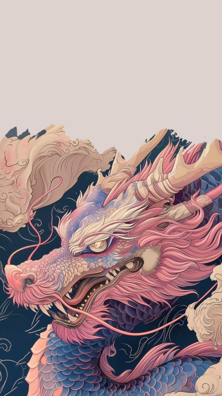 736x1308 Dragon pink aesthetic. Japan painting aesthetic, Japanese dragon aesthetic background, Dragon ipad wallpaper