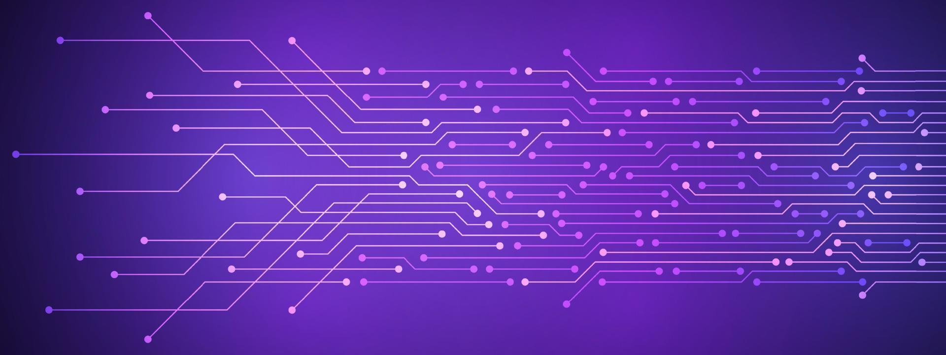 1920x720 Abstract Digital Technology Background, purple circuit board pattern, microchip, power line