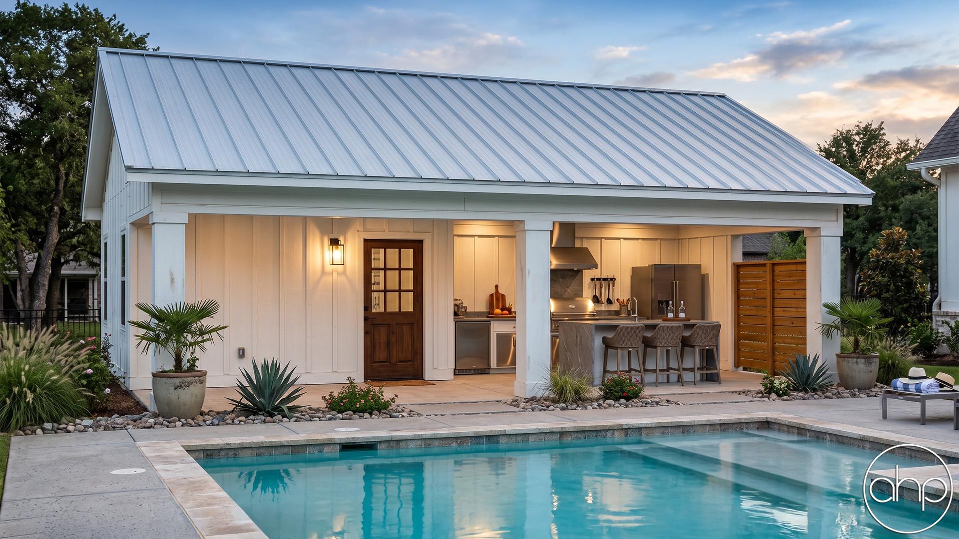 1920x1080 Modern Farmhouse Style Pool House Plan