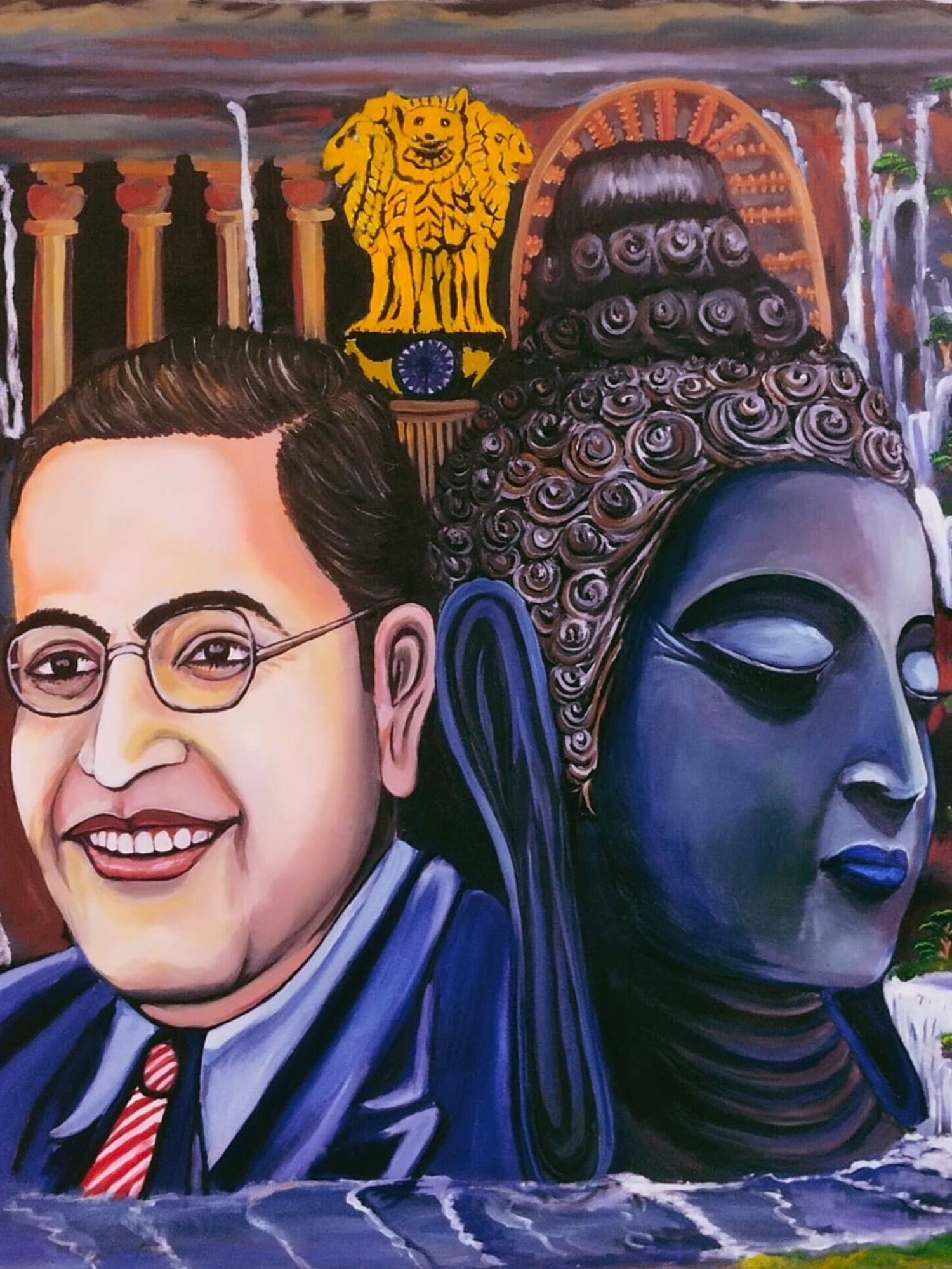 1500x2000 Dr. B. R. Ambedkar With Gautam Buddha. Oil On Canvas. By Devidas Bagade