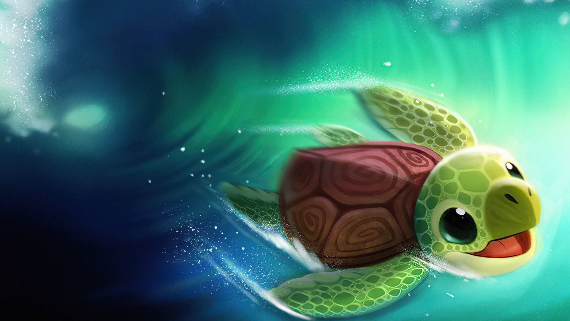 1920x1080 Download Cool Turtle Digital Drawing Wallpaper