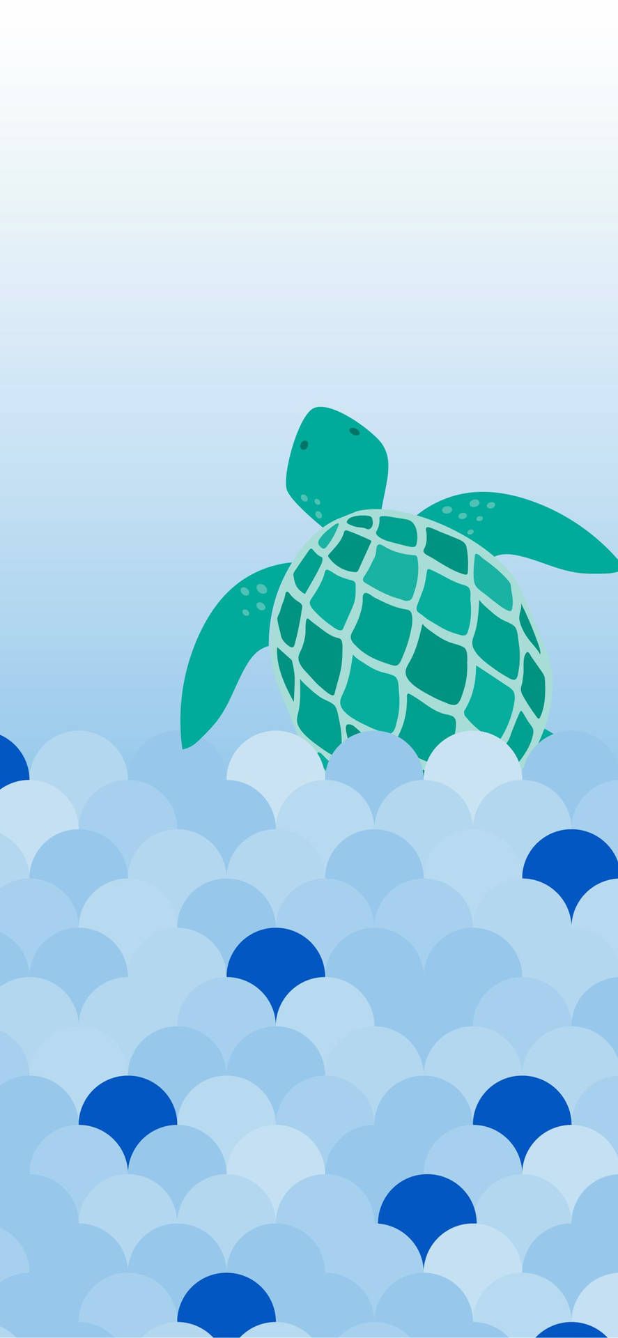 887x1920 Download Green Cute Turtle Art Wallpaper