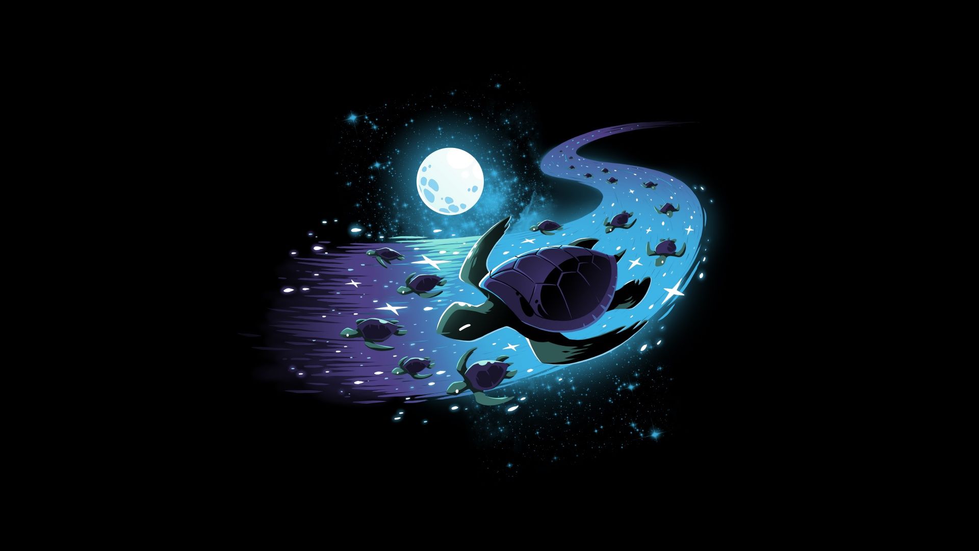 1920x1080 Turtle Wallpaper 4K, Celestial, Full moon, Deep space