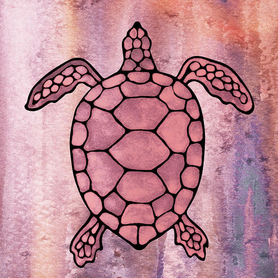 900x900 Soft Pink Watercolor Tortoise Under The Sea Turtle Native Art Ocean Creature IX Painting
