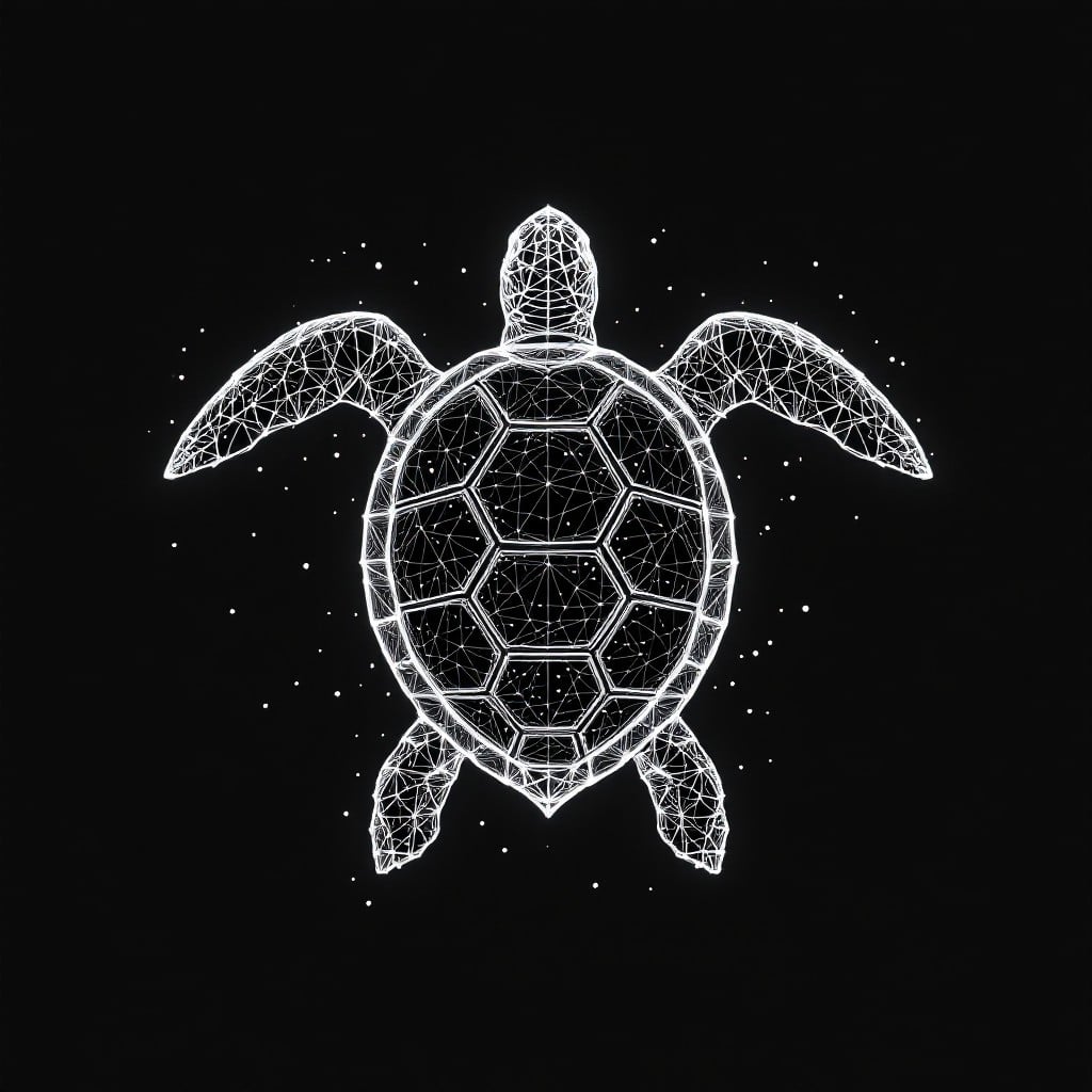 1024x1024 Free Digital Geometric Turtle Image, Turtle, Wireframe