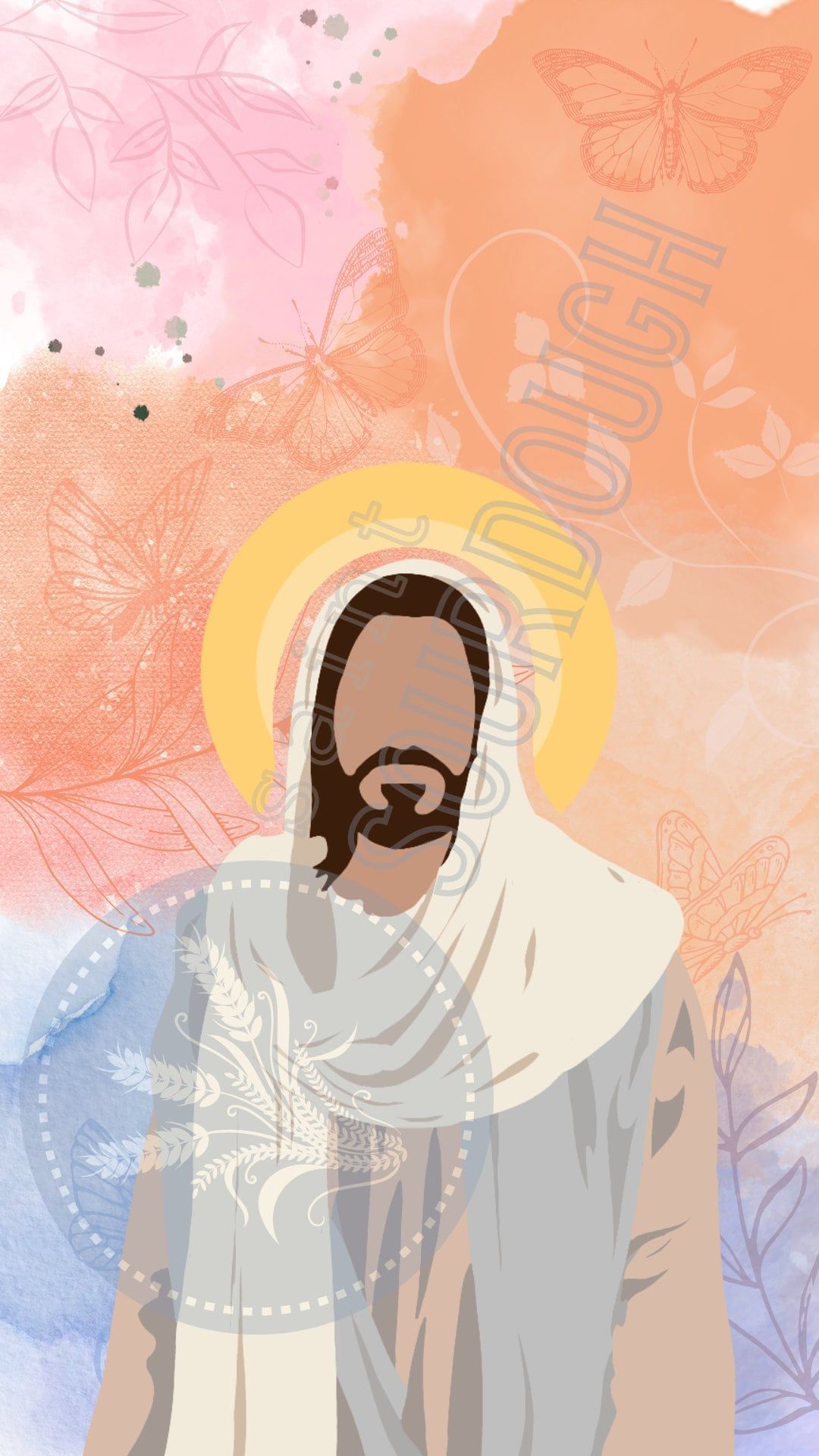 1080x1920 Jesus Phone Wallpaper Christian Minimalist Digital Download Gen Z Feminine Cute Girly Butterflies Floral Pastel