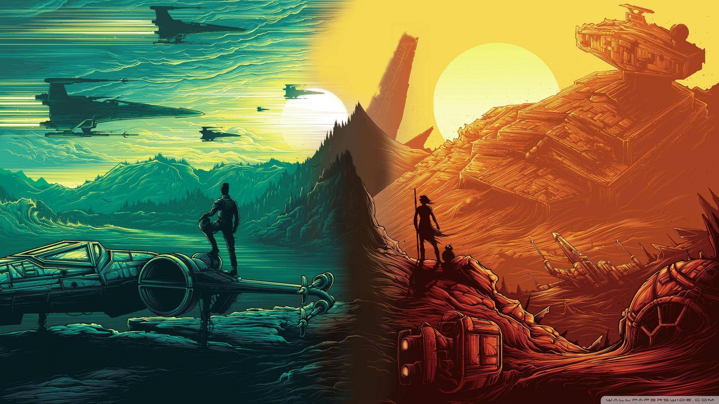 2400x1350 Poe Dameron, Rey, BB- Star Wars Ultra HD Desktop Background