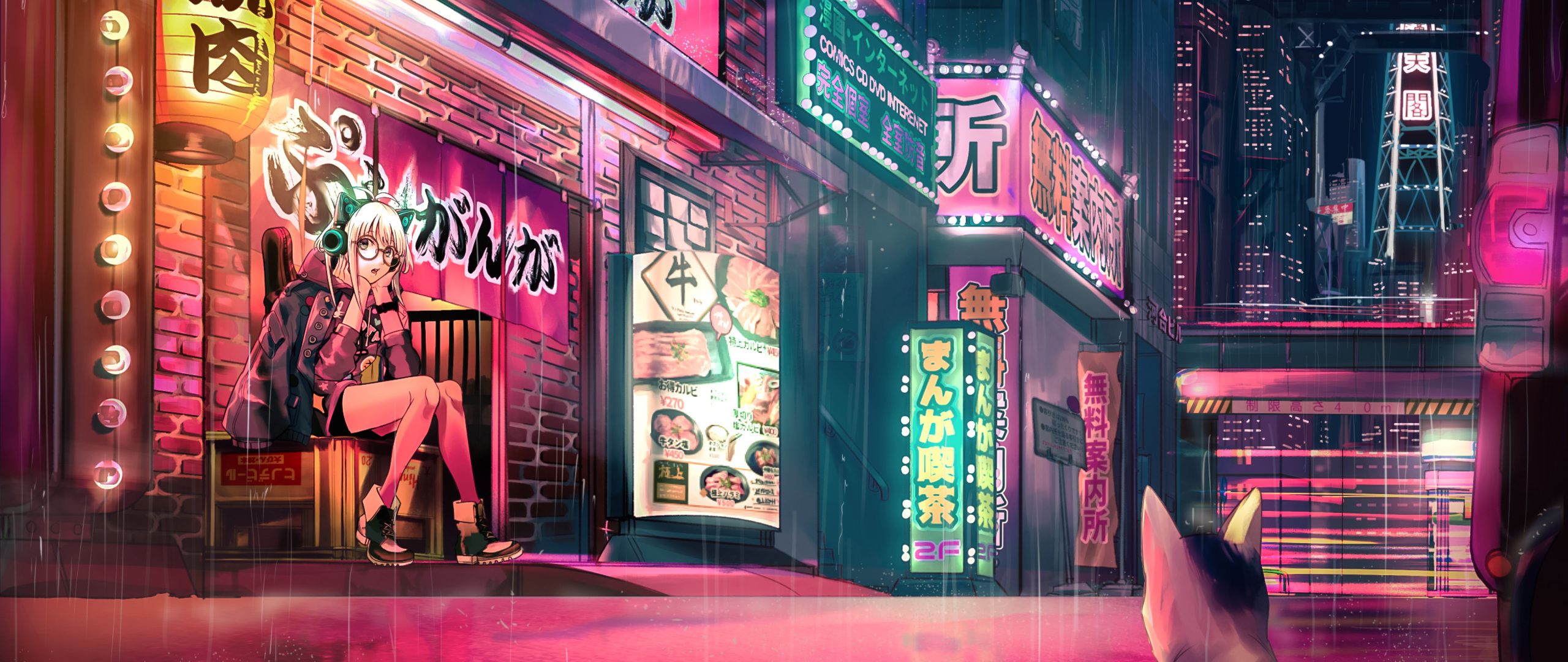 2560x1080 Pink HD Anime Wallpaper