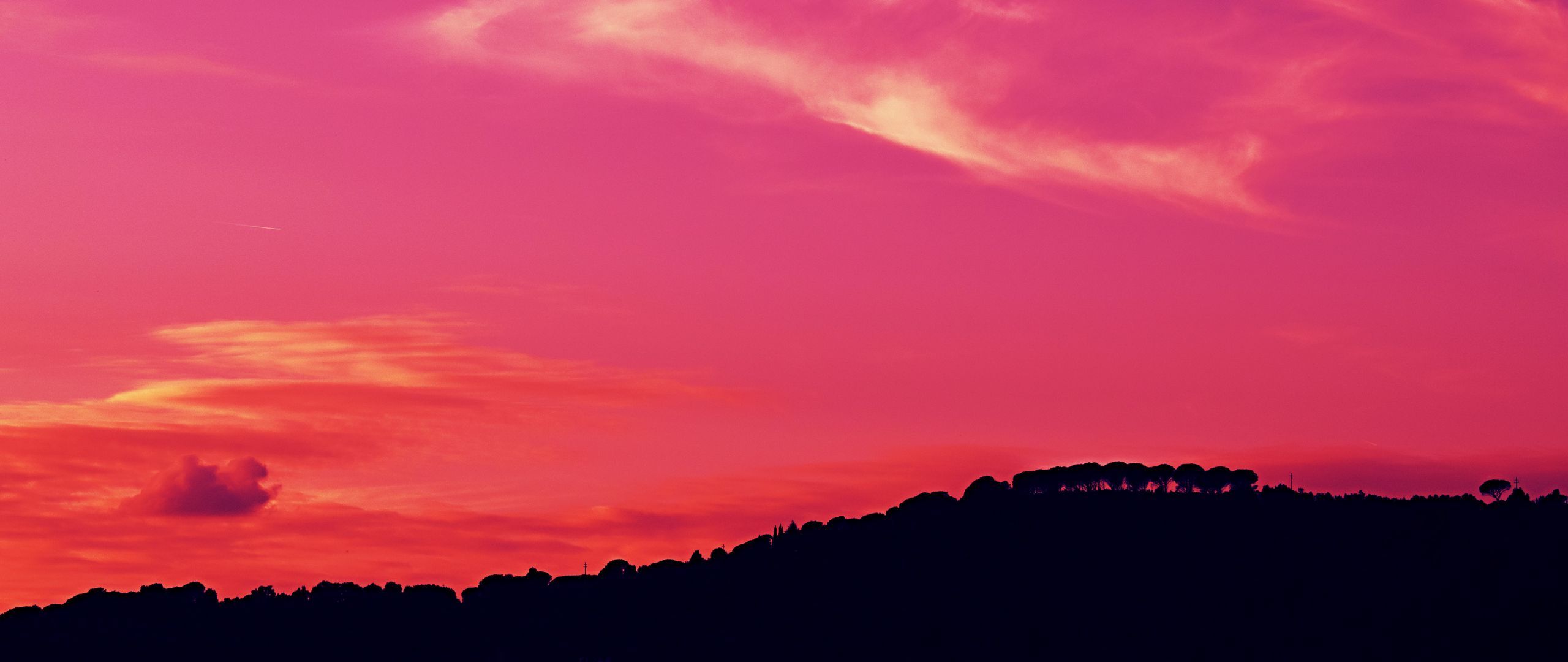 2560x1080 Download wallpaper 2560x1080 sunset, dusk, dark, sky, pink dual wide 1080p HD background